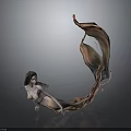 Fantasy Mermaid With Long Black Hair And Brown Red Tail Mythical Creature