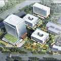 Modern Industrial Park With Multiple Buildings Green Spaces And Rooftop Gardens