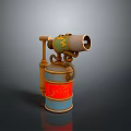 Steampunk Vintage Device With Orange Blue Cylinder Red Stripes And Green Yellow Accents