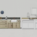 Modern Kitchen Interior Design With Cabinets Island Counter And Dining Table 3d model