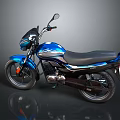 Blue Motorcycle With Black Seat And Sleek Shiny Modern Design