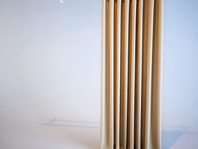 Beige Curtains With Vertical Pleats Soft Fabric For Modern Home Interior 3d model