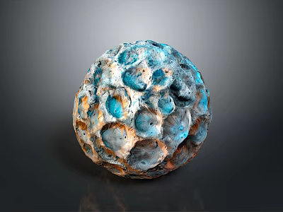 Unique Wooden Stone Sphere With Intricate Pockmarked Surface And Mixed Color Tones 3d model