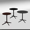 Stylish Modern Round Tables with Red Black White Three Legged Bases 3d model
