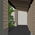Serene Garden Landscape With Wooden Lattice Walls Warm Lighting Stone Pathway And Green Plants