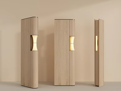 Modern Minimalist Wooden Room Dividers with Built in Lighting for Interior Partition 3d model