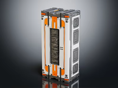 Modern Vertical Storage Container With White Orange Gray Panels And Sleek Design 3d model