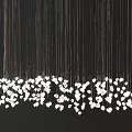 Modern Chandelier With Slender Lines And White Light Spots On Black Background