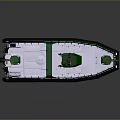 Green Patrol Boat With Modern Design Antennas Equipment Interior Lighting And Black Hull Section