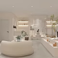 Modern Minimalist Clothing Store Interior With Hanging Clothes Display Areas And Cozy Furniture