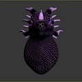 Purple Dragon Head Game Movie Character With Scales Spikes And Glowing Eyes