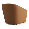 Modern Brown Leather Accent Chair With Armrests And Light Colored Cushion 3d model