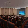 Modern Cinema Hall Interior With Rows Of Seats Large Screen And Wooden Walls