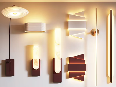 Stylish Modern Wall Lights Featuring Various Shapes And Warm Glow For Indoor Decor 3d model