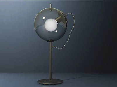 Modern Table Lamp With Round Transparent Globe Shade Metal Stand And Stable Base 3d model