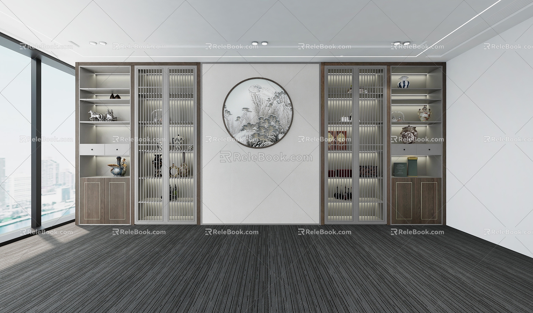 Chinese tea room back cabinet 3d model