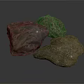 Natural Stone Pieces Featuring Textured Surfaces And Diverse Color Patterns 3d model