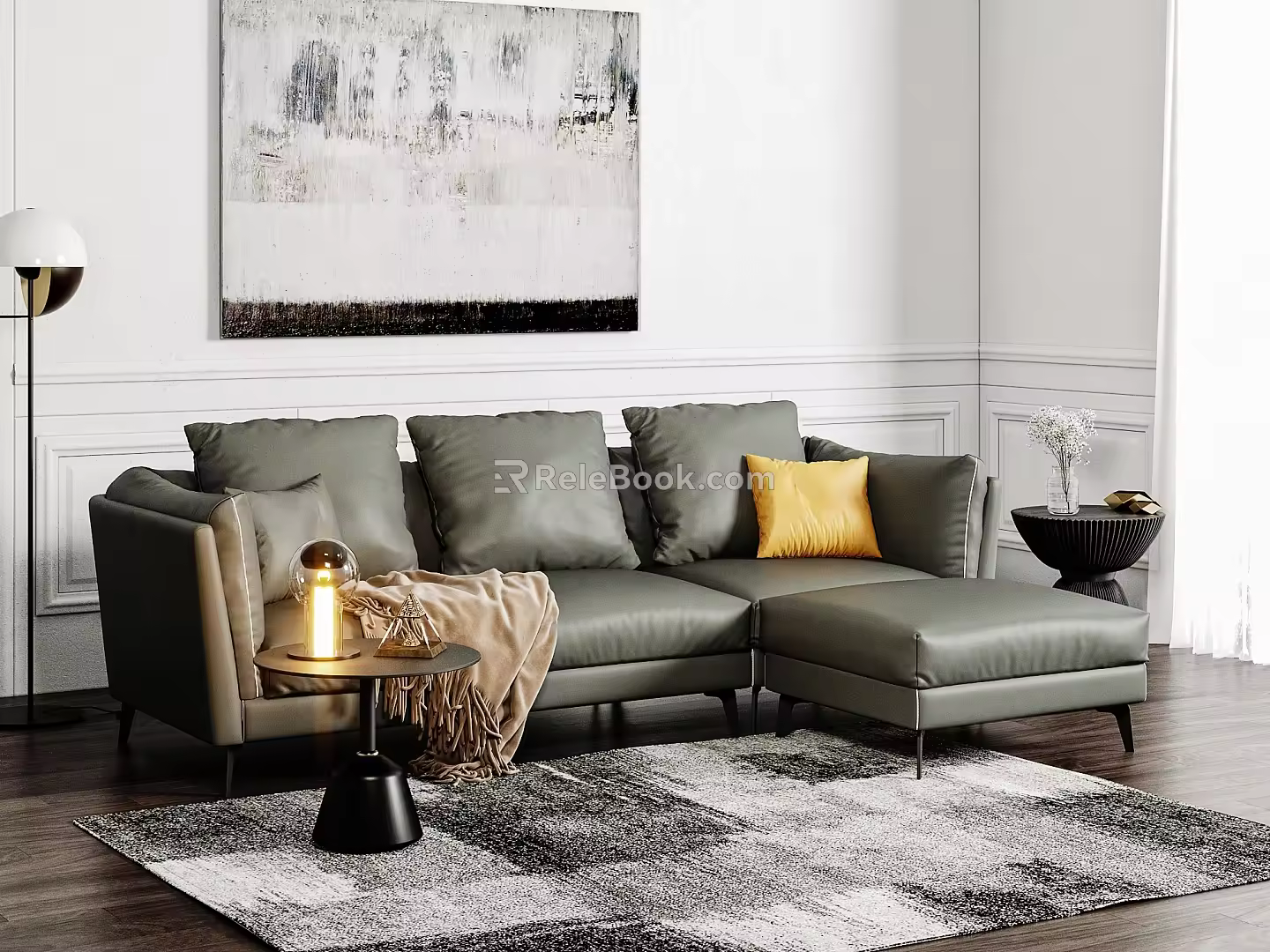 Sofa Coffee Table Combination Italian Style Minimalist Sofa Pedal Multiplayer Sofa Combination Nordic Sofa 3d model