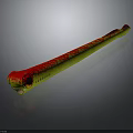 Realistic 3D Model Green Red Long Snake With Vibrant Red Eyes