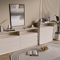 Modern Cream Style Cabinet Whole Cabinet Sideboard Cabinet Balcony Cabinet Storage Cabinet Entrance Cabinet 3d model