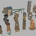 Garden Landscape Architectural Models Made Of Wooden Cardboard With Various Shapes Towers And Pavilions