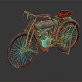 Vintage Red Bicycle With Classic Metal Frame Leather Seat And Rustic Wheels Design