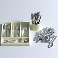 Complete Cutlery Set with Organized Storage Tray and Container for Spoons Forks Knives