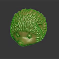 Golden Hedgehog Head Sculpture With Textured Spines And Reflective Surface