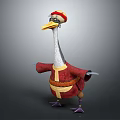 Cartoon Goose Character In Red Outfit With Yellow Trimmed Hat And Standing Pose