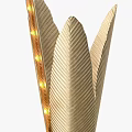 Golden Feather Shaped Sculpture Carving With Textured Design And Lighting Effect