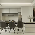 Modern Dining Living Room Interior With Open Layout White Cabinets Dining Table And Sofa 3d model