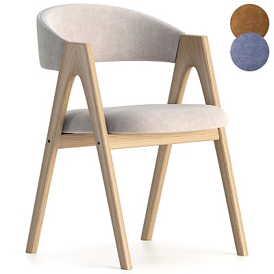 Accent Leisure Chair With Wooden Frame Ergonomic Backrest And Light Fabric Cushion 3d model