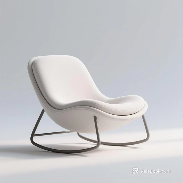 Stylish Modern White Lounge Chair With Curved Design And Metal Frame 3d model 