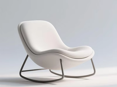 Stylish Modern White Lounge Chair With Curved Design And Metal Frame 3d model
