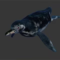 Realistic 3D Rendered Penguin With Teal And White Feathers In Swimming Pose
