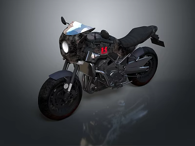 Sleek Modern Motorcycle Featuring Black Frame Red Accents And Leather Seat 3d model