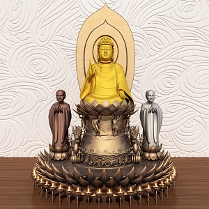 Chinese-style Buddha in Daxiong Hall 3d model