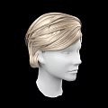 White Head Model With Blonde Short Hair And Natural Facial Features On Black Background