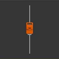 Orange Rectangular Device With Display Screen On Vertical Silver Metal Pole