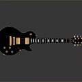 Black Electric Guitar With Gold Hardware And Glossy Finish For Music Lovers