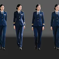 Women in Navy Blue Professional Uniforms with Gold Epaulets and Badges