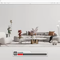 Modern sofa coffee table combination 3d model