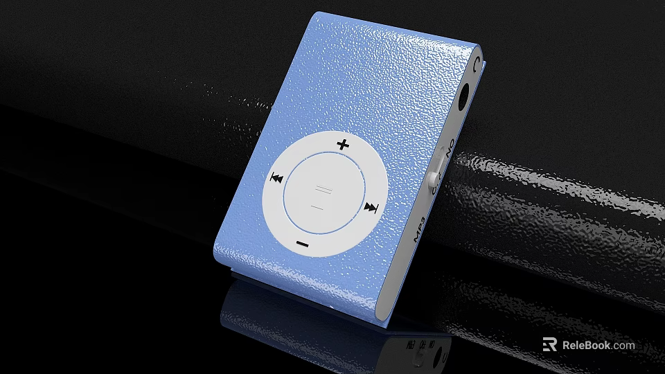 Blue Leather Portable MP3 Player With Circular Control Buttons 3d model