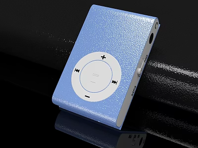 Blue Leather Portable MP3 Player With Circular Control Buttons 3d model