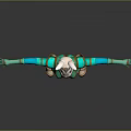 Rabbit Character In Green Blue Outfit With Pink Ears And Open Arms Pose