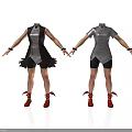 Women Fashion Outfits With Sleeveless And Short Sleeve Tops Black Shorts Red Boots