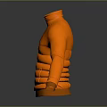 Orange Puffer Jacket With Zipper Closure Warm Lightweight Casual Fashionable Design