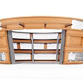 Traditional Wooden Post Station With Curved Counter And Decorative Lattice Panels Shelves
