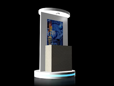 Modern White Display Shelf With Top Lighting Display Panel And Blue Base Light 3d model