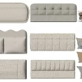 Assorted Modern Headboard Designs With Decorative Cushions And Various Styles 3d model
